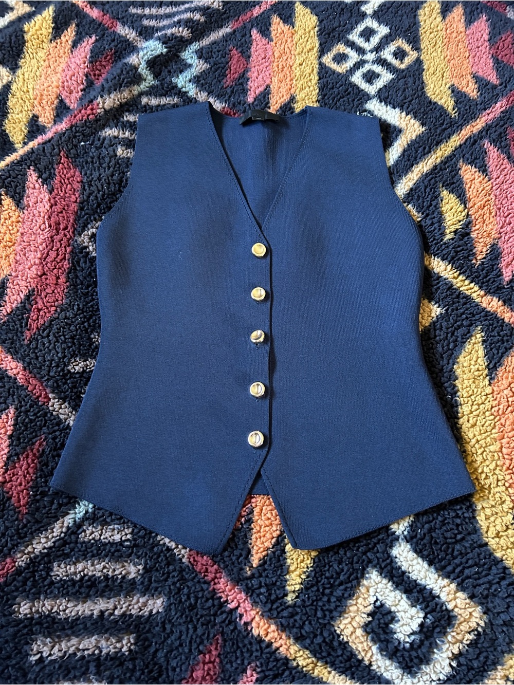 Classic Zara Navy Button Front Vest